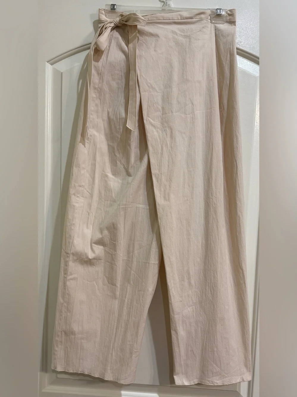 Zara Asymmetrical Wrap Side Tie High Waist Wide Leg Crop Small